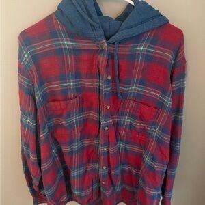 American Eagle Outfitters Red and Blue Plaid Shirt